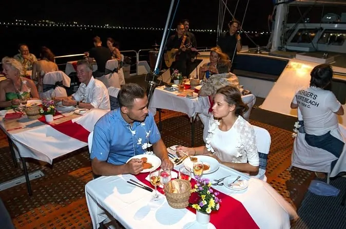 Romantic Evening Catamaran Dinner Cruise in Benoa, Bali